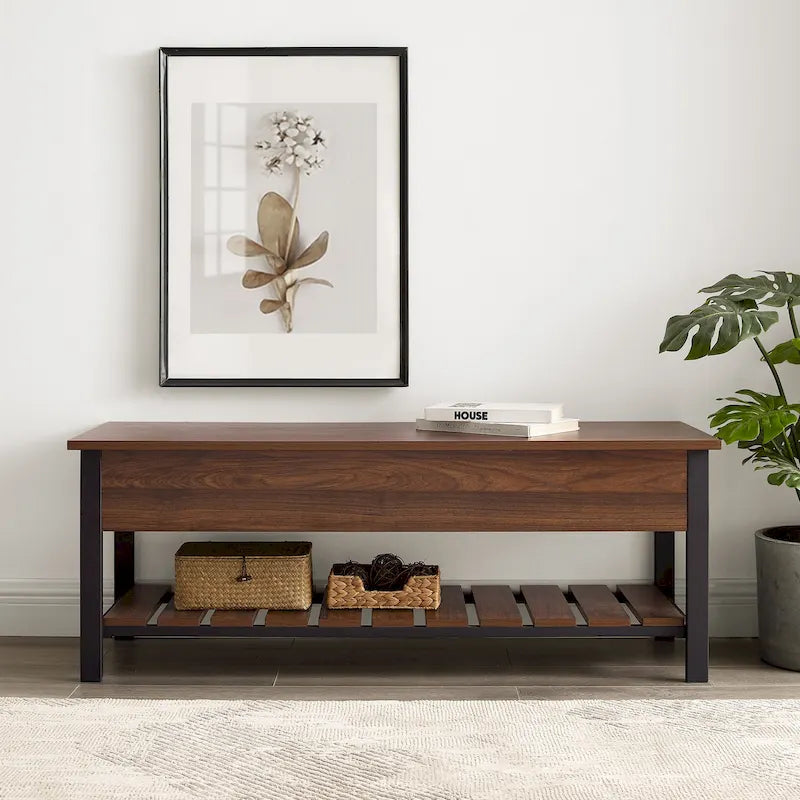 Banc de rangement à abattant, Chêne Blanc/Gris Lavé/Bois de Grange/Noyer Foncé, 1 personne
