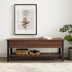 Banc de rangement à abattant, Chêne Blanc/Gris Lavé/Bois de Grange/Noyer Foncé, 1 personne