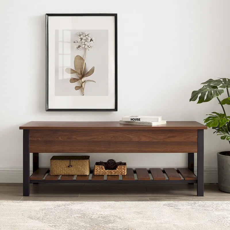 Banc de rangement à abattant, Chêne Blanc/Gris Lavé/Bois de Grange/Noyer Foncé, 1 personne