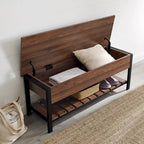 Banc de rangement à abattant, Chêne Blanc/Gris Lavé/Bois de Grange/Noyer Foncé, 1 personne