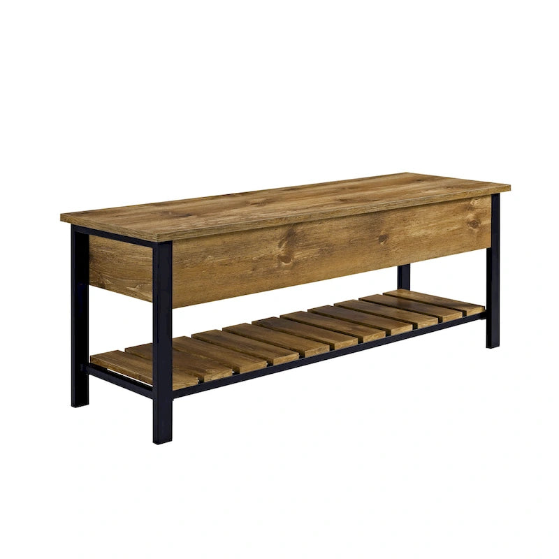 Banc de rangement à abattant, Chêne Blanc/Gris Lavé/Bois de Grange/Noyer Foncé, 1 personne