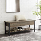Banc de rangement à abattant, Chêne Blanc/Gris Lavé/Bois de Grange/Noyer Foncé, 1 personne