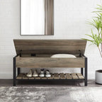 Banc de rangement à abattant, Chêne Blanc/Gris Lavé/Bois de Grange/Noyer Foncé, 1 personne