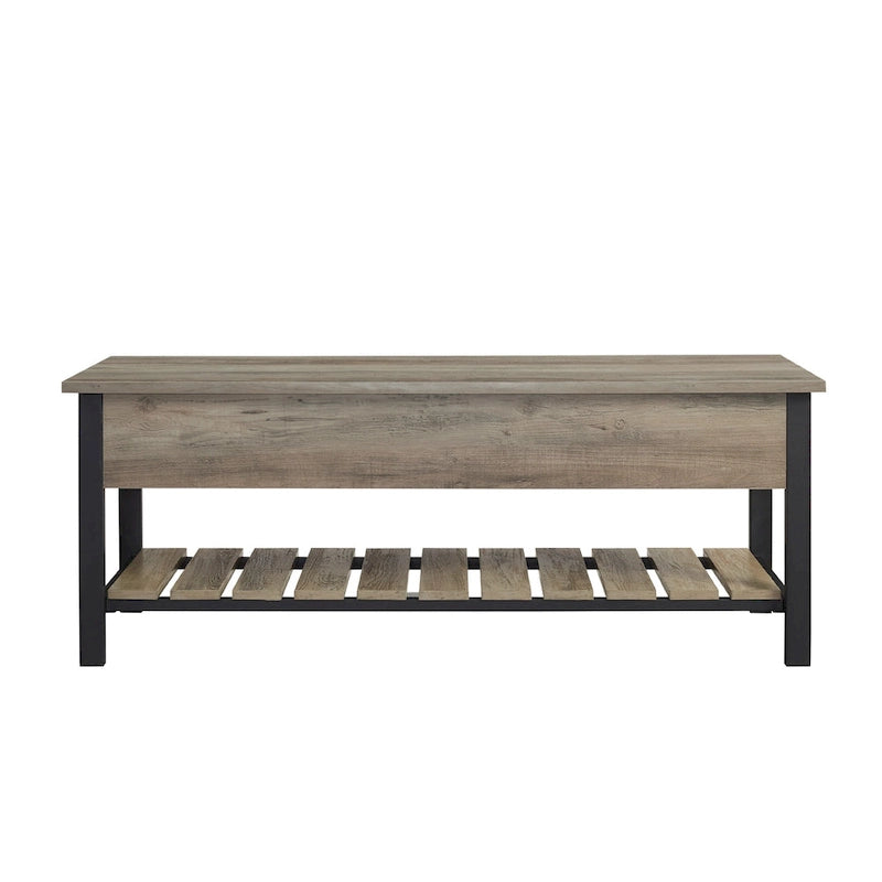 Banc de rangement à abattant, Chêne Blanc/Gris Lavé/Bois de Grange/Noyer Foncé, 1 personne