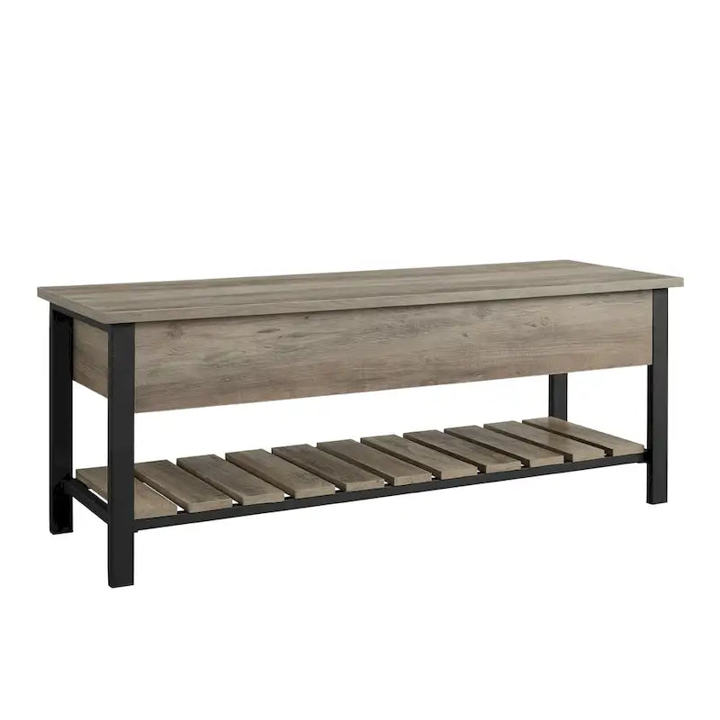Banc de rangement à abattant, Chêne Blanc/Gris Lavé/Bois de Grange/Noyer Foncé, 1 personne