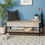 Banc de rangement à abattant, Chêne Blanc/Gris Lavé/Bois de Grange/Noyer Foncé, 1 personne