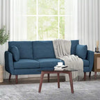Canapé 3 places bleu marine / beige / anthracite avec pieds en bois de bouleau