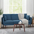 Canapé 3 places bleu marine / beige / anthracite avec pieds en bois de bouleau