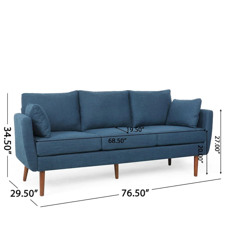 Canapé 3 places bleu marine / beige / anthracite avec pieds en bois de bouleau