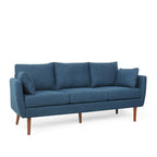 Canapé 3 places bleu marine / beige / anthracite avec pieds en bois de bouleau