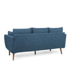 Canapé 3 places bleu marine / beige / anthracite avec pieds en bois de bouleau