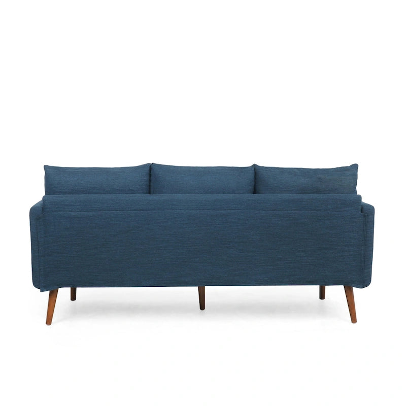 Canapé 3 places bleu marine / beige / anthracite avec pieds en bois de bouleau