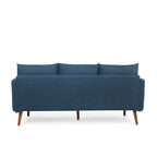 Canapé 3 places bleu marine / beige / anthracite avec pieds en bois de bouleau