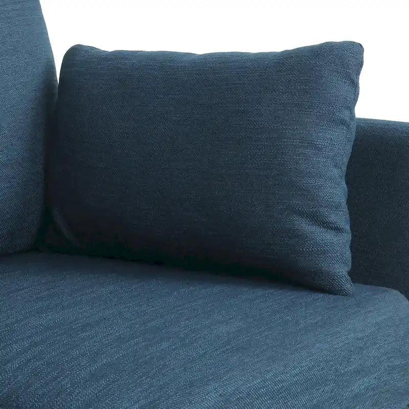 Canapé 3 places bleu marine / beige / anthracite avec pieds en bois de bouleau