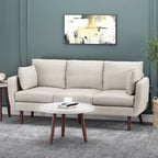 Canapé 3 places bleu marine / beige / anthracite avec pieds en bois de bouleau