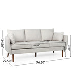Canapé 3 places bleu marine / beige / anthracite avec pieds en bois de bouleau