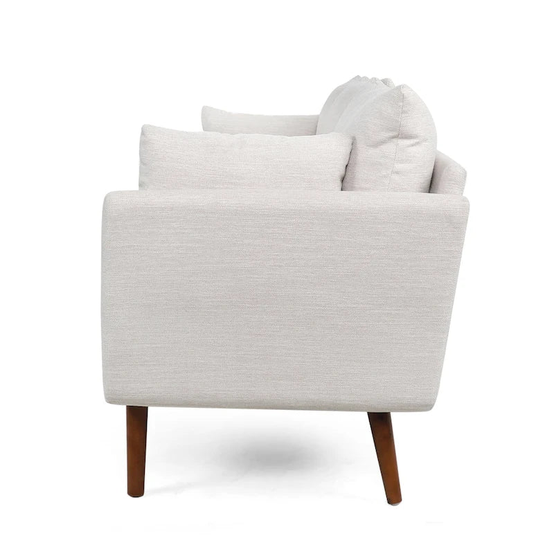 Canapé 3 places bleu marine / beige / anthracite avec pieds en bois de bouleau