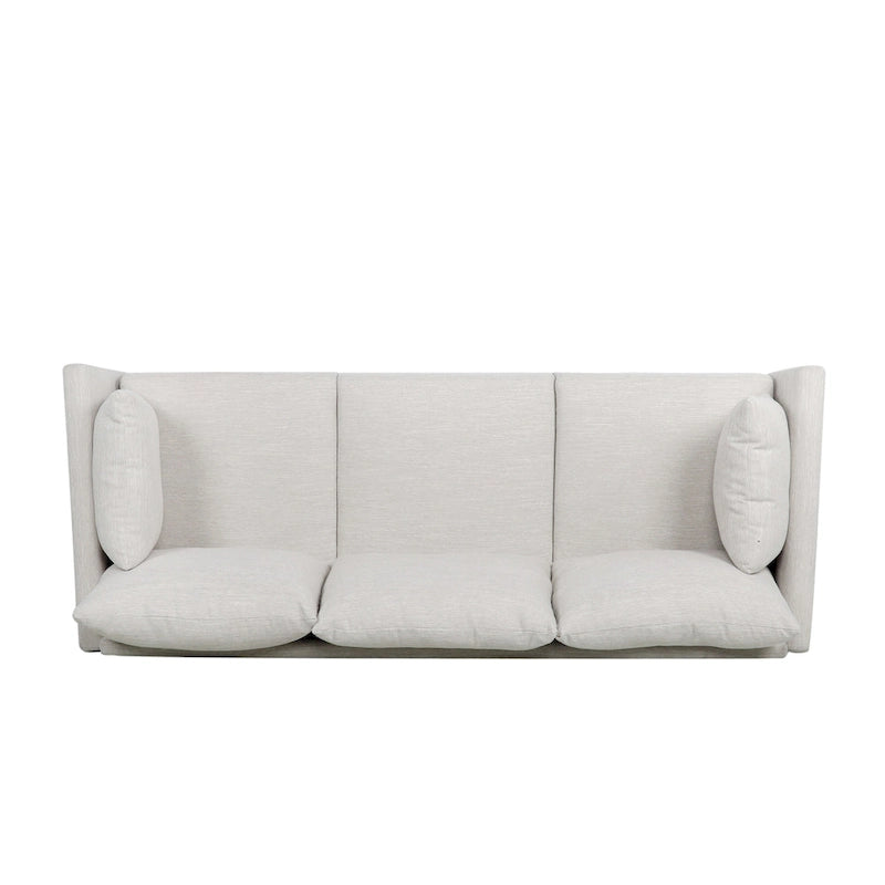 Canapé 3 places bleu marine / beige / anthracite avec pieds en bois de bouleau