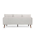 Canapé 3 places bleu marine / beige / anthracite avec pieds en bois de bouleau