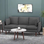 Canapé 3 places bleu marine / beige / anthracite avec pieds en bois de bouleau