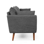 Canapé 3 places bleu marine / beige / anthracite avec pieds en bois de bouleau