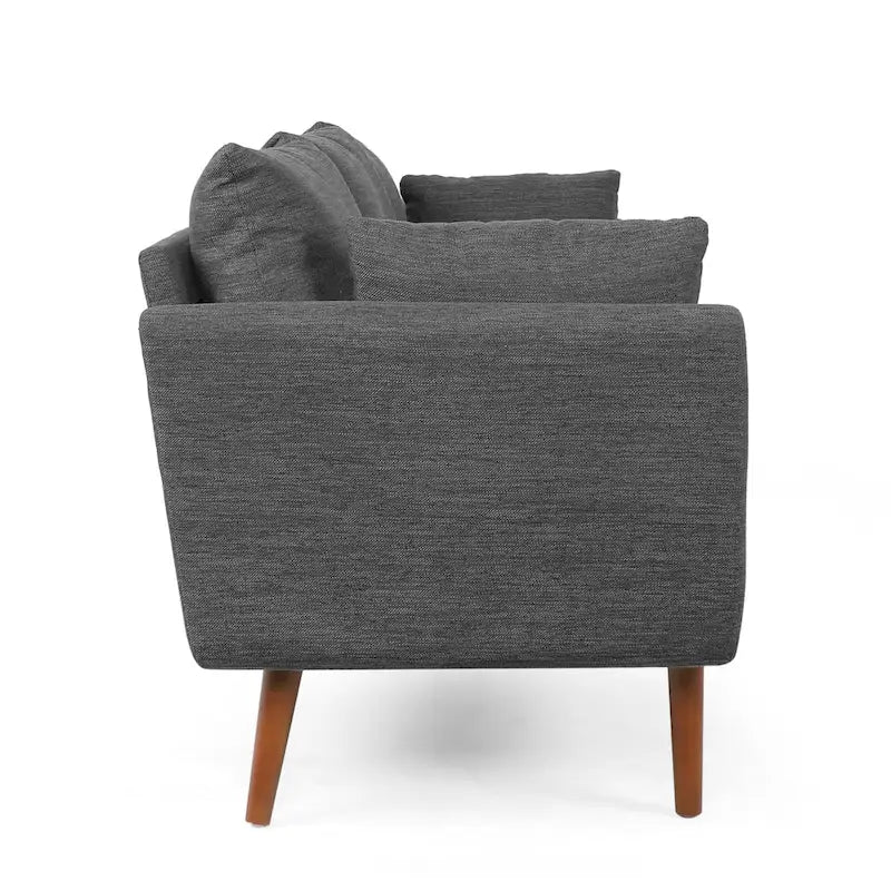 Canapé 3 places bleu marine / beige / anthracite avec pieds en bois de bouleau