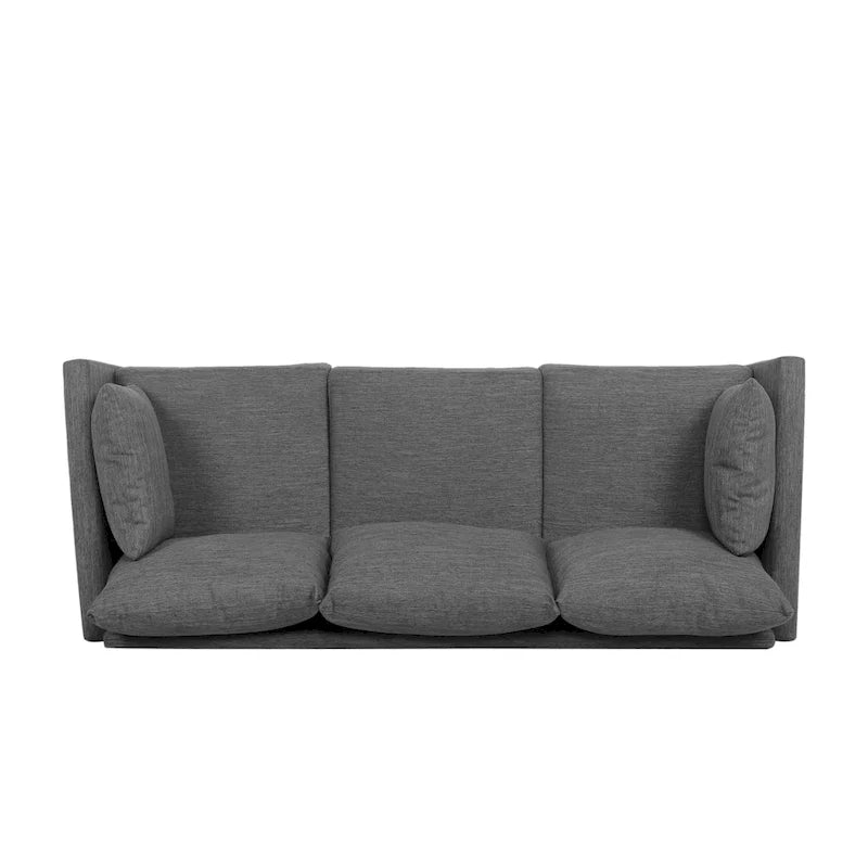 Canapé 3 places bleu marine / beige / anthracite avec pieds en bois de bouleau