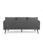Canapé 3 places bleu marine / beige / anthracite avec pieds en bois de bouleau
