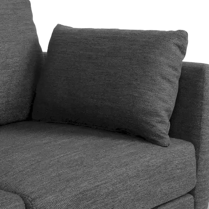 Canapé 3 places bleu marine / beige / anthracite avec pieds en bois de bouleau