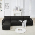 Canapé d'angle en velours côtelé noir/gris/beige/vert armée avec port USB, 4-5 places