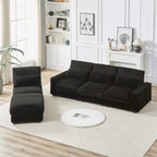 Canapé d'angle en velours côtelé noir/gris/beige/vert armée avec port USB, 4-5 places