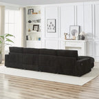Canapé d'angle en velours côtelé noir/gris/beige/vert armée avec port USB, 4-5 places