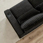 Canapé d'angle en velours côtelé noir/gris/beige/vert armée avec port USB, 4-5 places