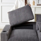 Canapé d'angle en velours côtelé noir/gris/beige/vert armée avec port USB, 4-5 places