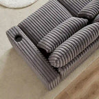 Canapé d'angle en velours côtelé noir/gris/beige/vert armée avec port USB, 4-5 places