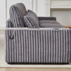 Canapé d'angle en velours côtelé noir/gris/beige/vert armée avec port USB, 4-5 places