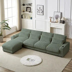 Canapé d'angle en velours côtelé noir/gris/beige/vert armée avec port USB, 4-5 places
