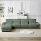 Canapé d'angle en velours côtelé noir/gris/beige/vert armée avec port USB, 4-5 places