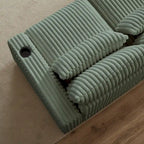 Canapé d'angle en velours côtelé noir/gris/beige/vert armée avec port USB, 4-5 places