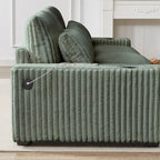 Canapé d'angle en velours côtelé noir/gris/beige/vert armée avec port USB, 4-5 places