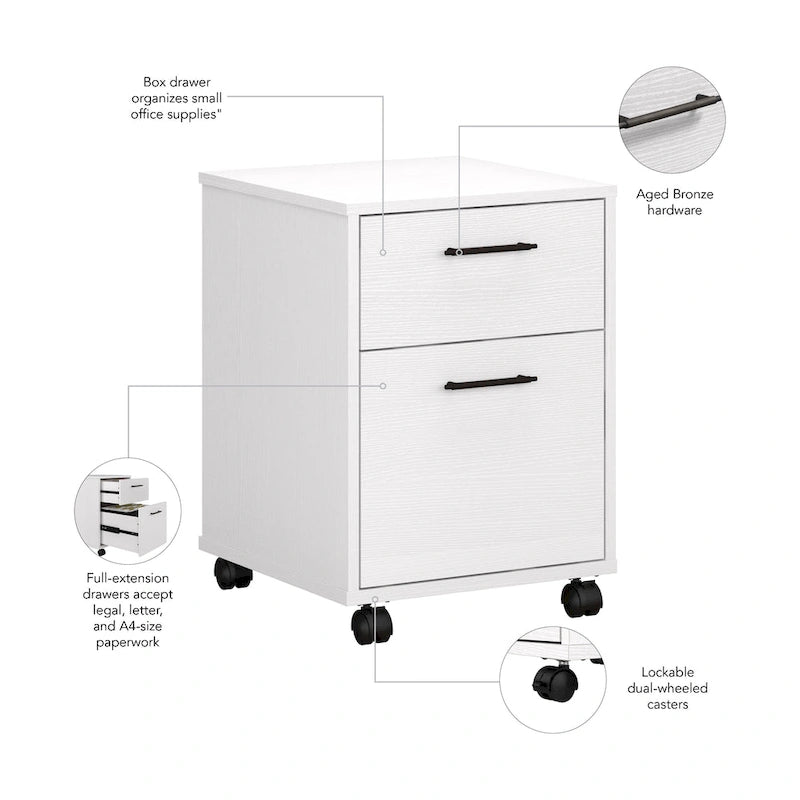 Classeur mobile à 2 tiroirs, style fermier, pour utilisateur unique – Plusieurs coloris