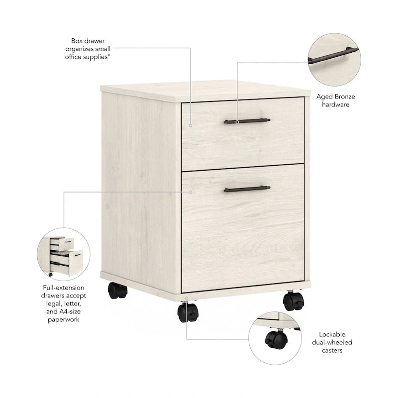 Classeur mobile à 2 tiroirs, style fermier, pour utilisateur unique – Plusieurs coloris