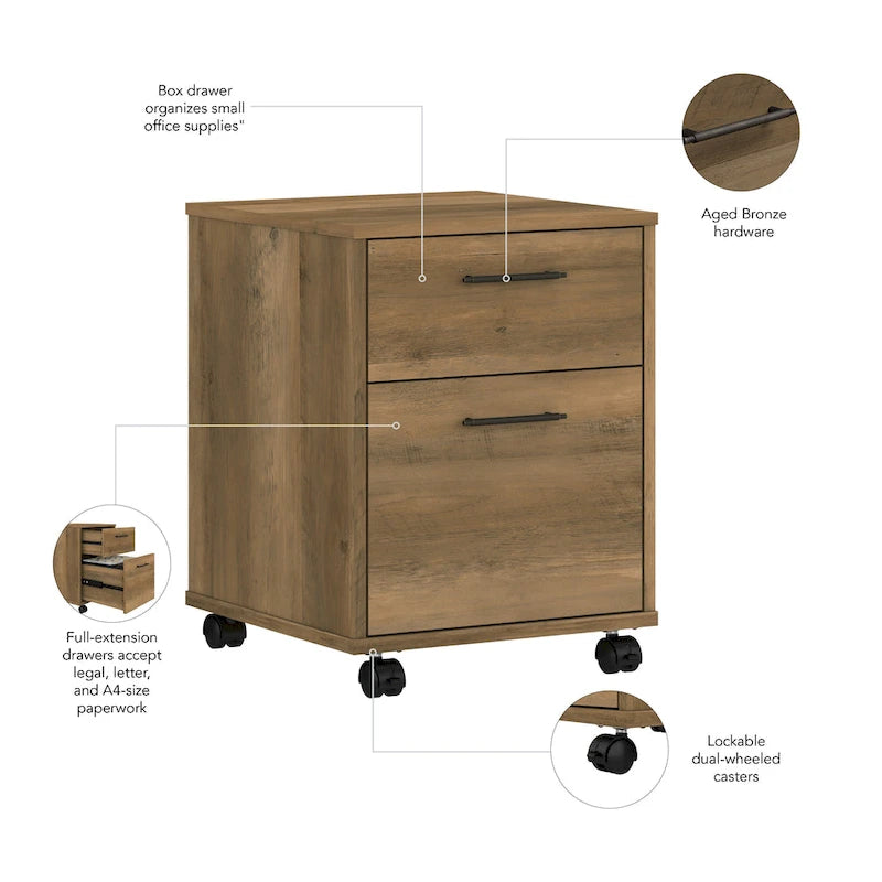 Classeur mobile à 2 tiroirs, style fermier, pour utilisateur unique – Plusieurs coloris