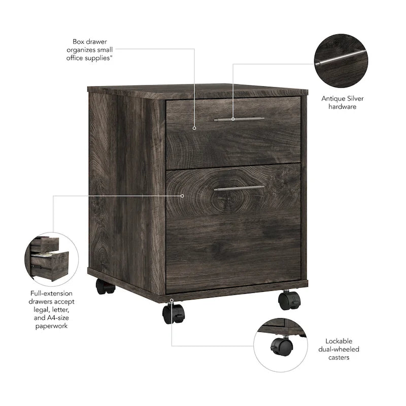 Classeur mobile à 2 tiroirs, style fermier, pour utilisateur unique – Plusieurs coloris