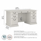 Bureau de direction de 66 po avec tiroirs – Cerisier de récolte / Gris moderne / Chêne blanc lin, un seul utilisateur