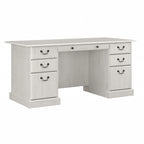 Bureau de direction de 66 po avec tiroirs – Cerisier de récolte / Gris moderne / Chêne blanc lin, un seul utilisateur