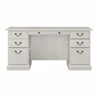 Bureau de direction de 66 po avec tiroirs – Cerisier de récolte / Gris moderne / Chêne blanc lin, un seul utilisateur