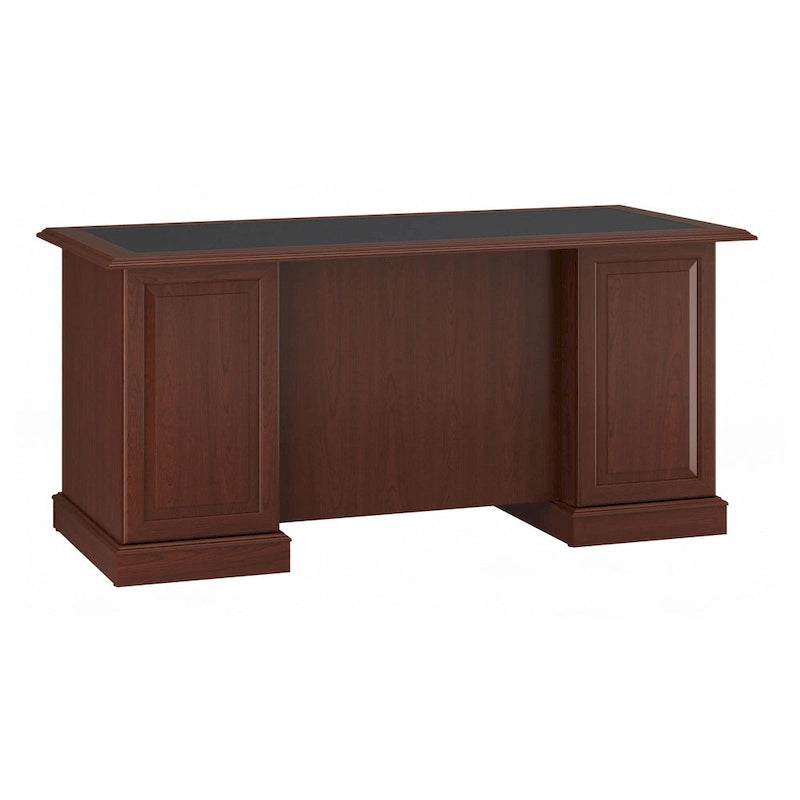 Bureau de direction de 66 po avec tiroirs – Cerisier de récolte / Gris moderne / Chêne blanc lin, un seul utilisateur