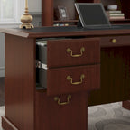 Bureau de direction de 66 po avec tiroirs – Cerisier de récolte / Gris moderne / Chêne blanc lin, un seul utilisateur