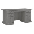 Bureau de direction de 66 po avec tiroirs – Cerisier de récolte / Gris moderne / Chêne blanc lin, un seul utilisateur